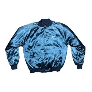 Vintage Wendy’s Jacket Black Satin Bomber Fast Food Employee Uniform 80s Medium